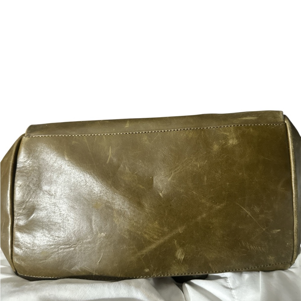Botkier olive green huge leather tote gunmetal accents strap has botkier on it - Picture 5 of 14